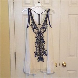 Free People Flowy Cream and Blue Dress